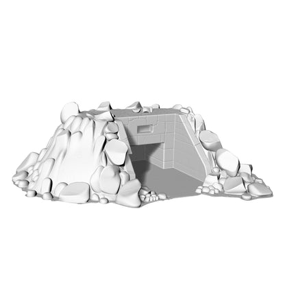 MRY-SFW LYTS669 3D Printed Rubble-Covered Bunker Entrance Model, Unpainted White Model, Wargaming Terrain Accessory