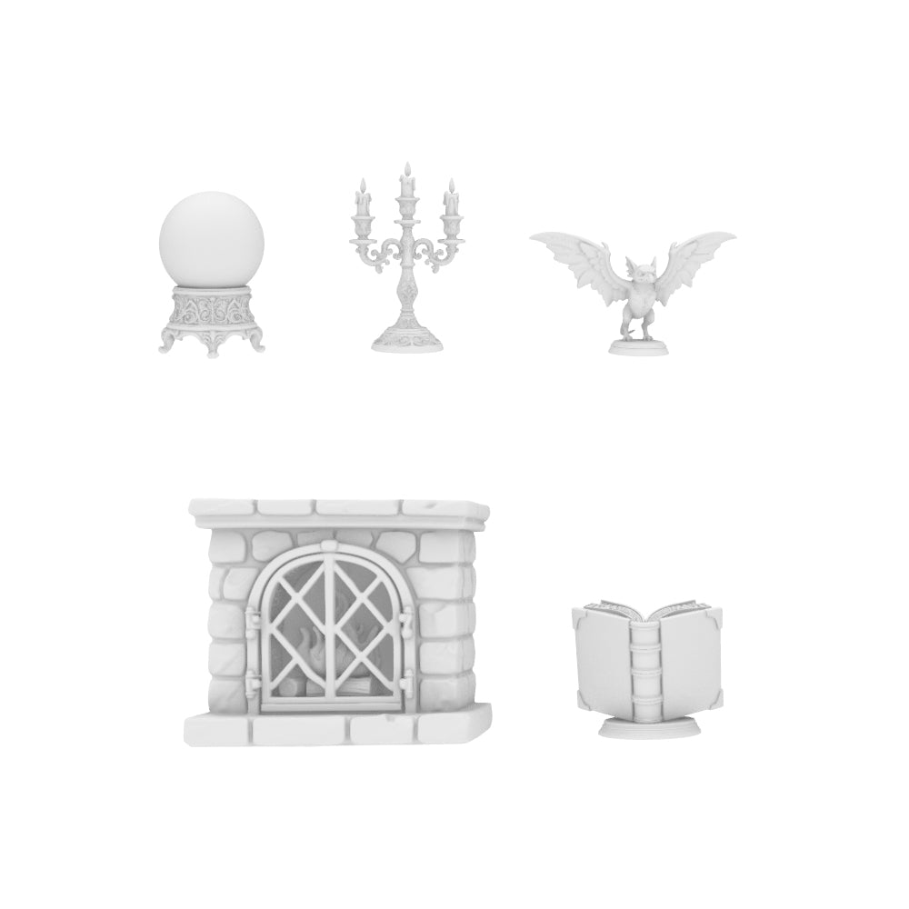 MRY-SFW LYTS678 3D Printed Magical Study Scene Set, Unpainted White Model, Fantasy Tabletop Miniature Diorama