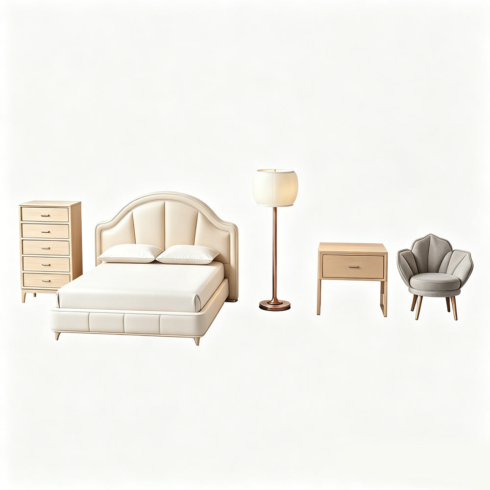 MRY-SFW LYTS551 3D Printed Luxe Style Bedroom Furniture Set, Unpainted White Resin, Miniature Dollhouse Diorama Accessories