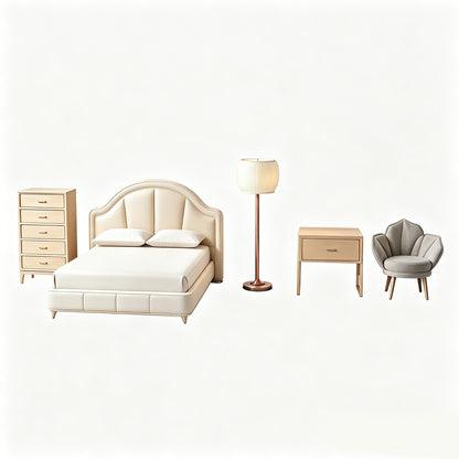MRY-SFW LYTS551 3D Printed Luxe Style Bedroom Furniture Set, Unpainted White Resin, Miniature Dollhouse Diorama Accessories