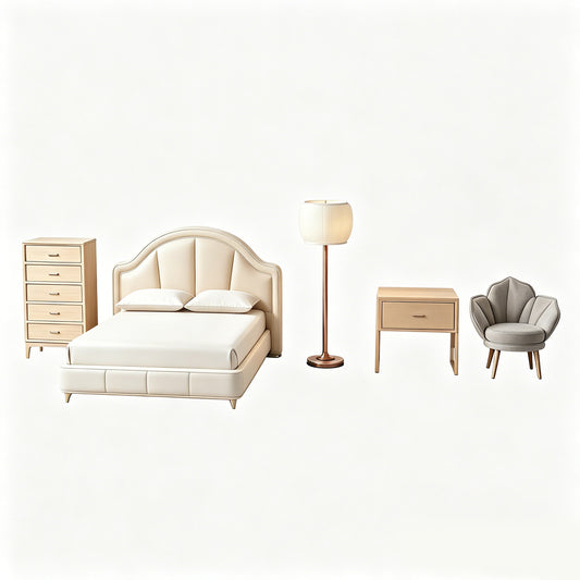 MRY-SFW LYTS551 3D Printed Luxe Style Bedroom Furniture Set, Unpainted White Resin, Miniature Dollhouse Diorama Accessories