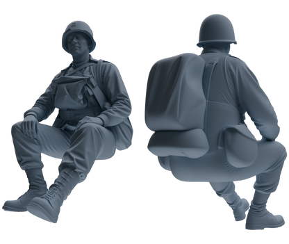 MRY-SFW SSTR075 Miniatures Soldier Model Kit Saving Ryan in Normandy WWII U.S. Army Six-Person Resting Group