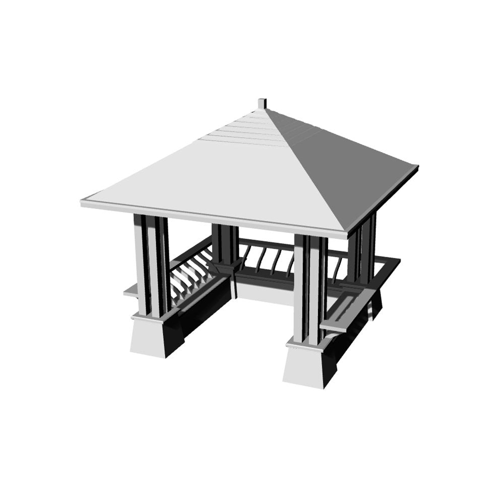Gazebo Square Pavilion Chinese Style Building MRY-SFW LYT87328