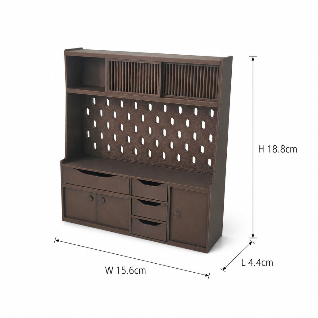 RHF0468 Modern Log-Style Sideboard Mini sideboard, pegboard sideboard, dollhouse kitchen setup, tiny coffee corner, dollhouse multi-drawer storage cabinet