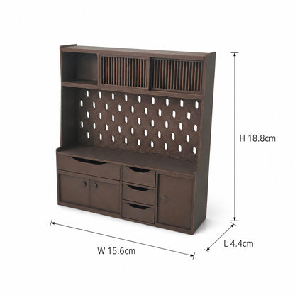 RHF0468 Modern Log-Style Sideboard Mini sideboard, pegboard sideboard, dollhouse kitchen setup, tiny coffee corner, dollhouse multi-drawer storage cabinet