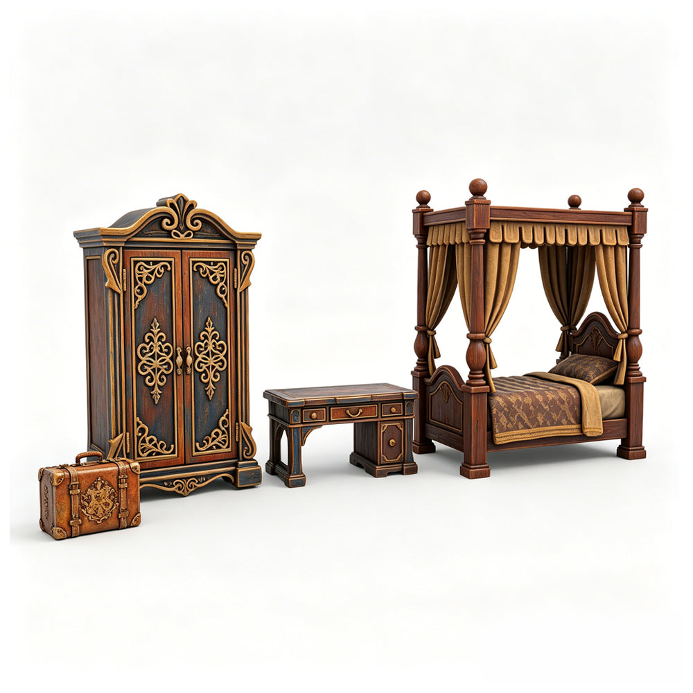 MRY-SFW LYTS684 3D Printed Wizard School Dorm Furniture Set, Unpainted White Model, Fantasy Miniature Diorama