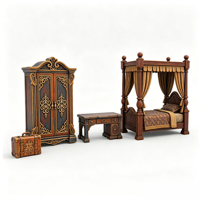 MRY-SFW LYTS684 3D Printed Wizard School Dorm Furniture Set, Unpainted White Model, Fantasy Miniature Diorama