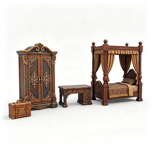 MRY-SFW LYTS684 3D Printed Wizard School Dorm Furniture Set, Unpainted White Model, Fantasy Miniature Diorama