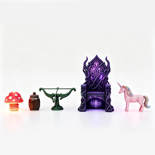 MRY-SFW LYTS680 3D Printed Elf Magic Forest Scene Set, Unpainted White Model, Fantasy Miniature Diorama Accessories