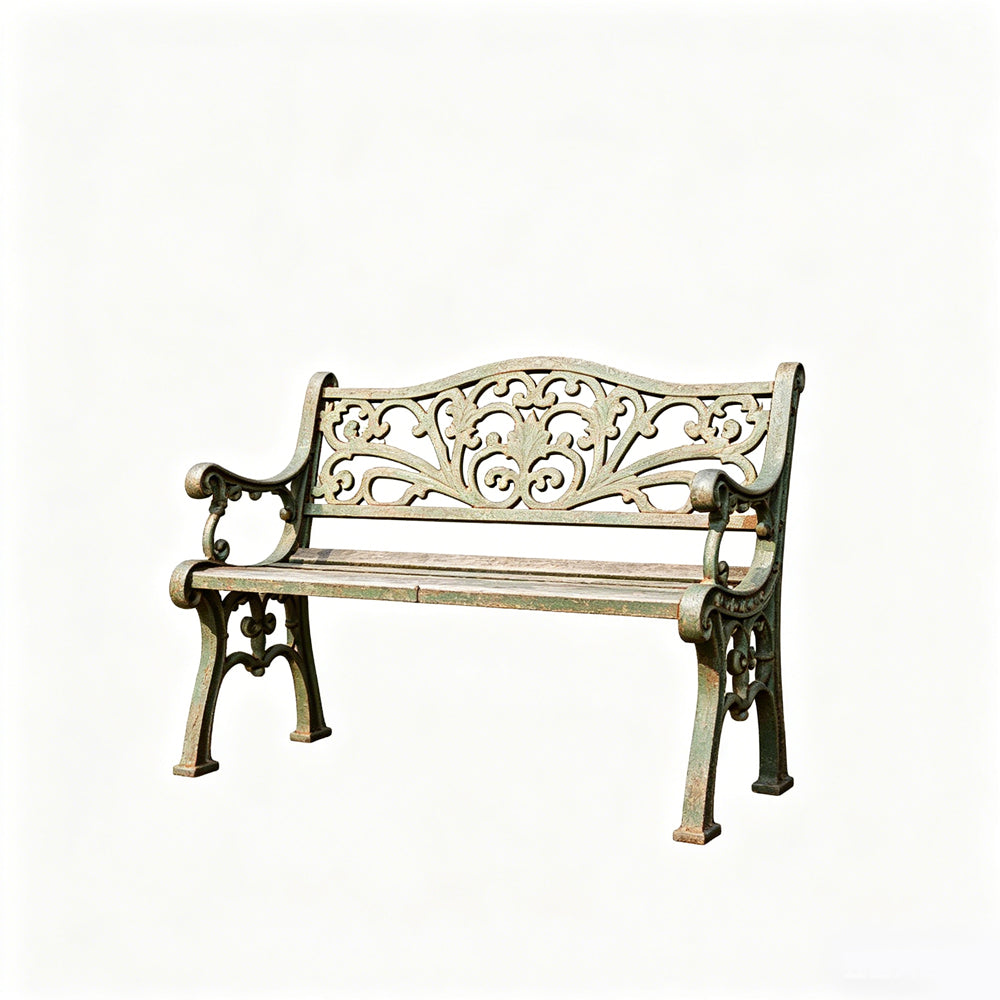 MRY-SFW LYTS583 3D Printed Unpainted White Resin Miniature American Farmhouse Iron Bench for Dollhouse Outdoor Diorama