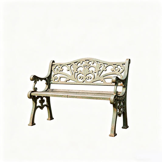 MRY-SFW LYTS583 3D Printed Unpainted White Resin Miniature American Farmhouse Iron Bench for Dollhouse Outdoor Diorama