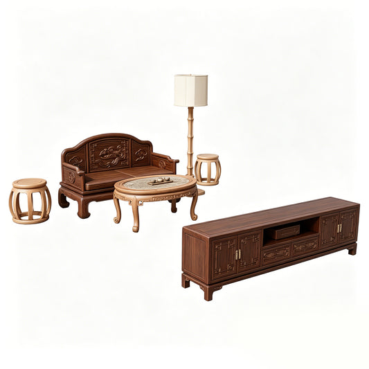 MRY-SFW LYTS559 3D Printed Unpainted New Chinese Living Room Set, Miniature Diorama Accessories