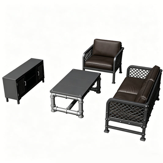 MRY-SFW LYTS571 3D Printed Unpainted Industrial Living Room Set, Miniature Diorama Accessories