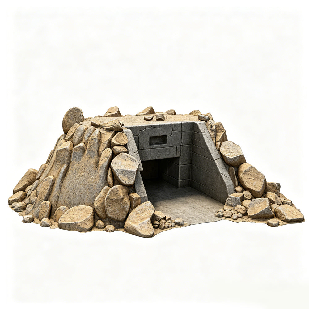 MRY-SFW LYTS669 3D Printed Rubble-Covered Bunker Entrance Model, Unpainted White Model, Wargaming Terrain Accessory