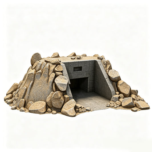 MRY-SFW LYTS669 3D Printed Rubble-Covered Bunker Entrance Model, Unpainted White Model, Wargaming Terrain Accessory