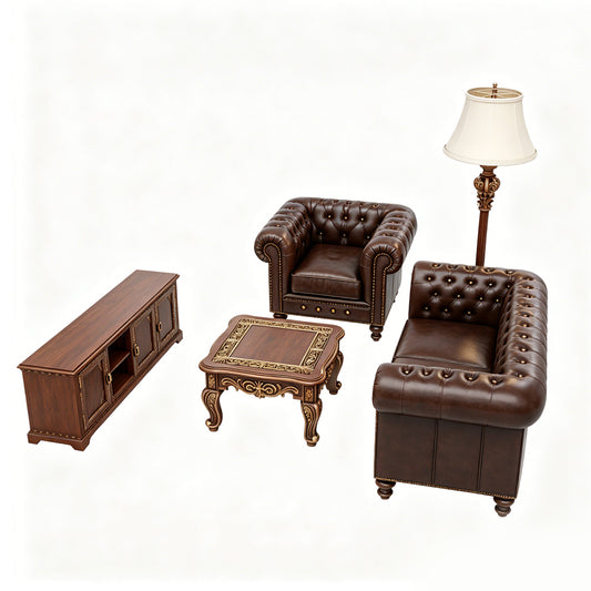 MRY-SFW LYTS574 3D Printed Unpainted Vintage British Living Room Set, Miniature Diorama Accessories