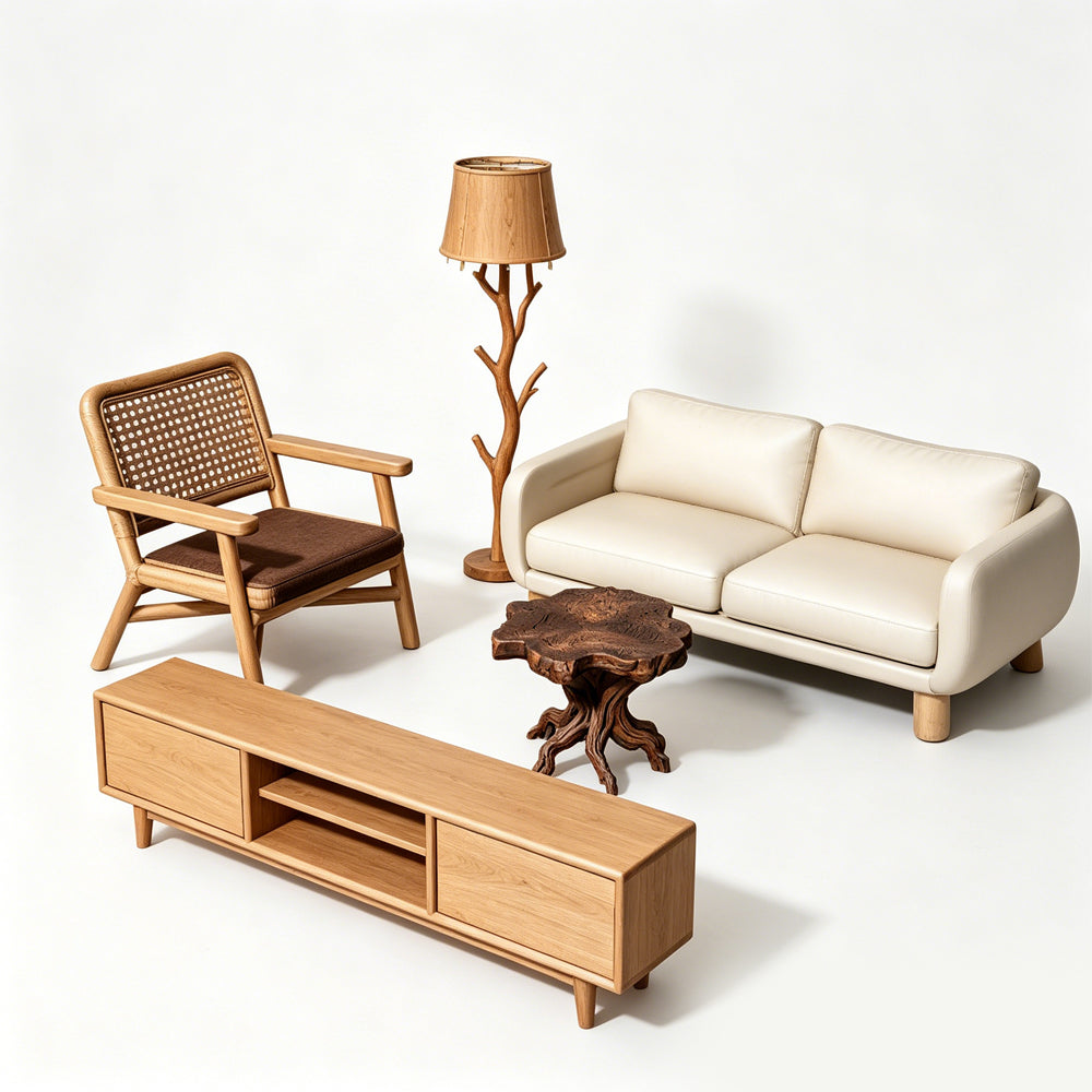 MRY-SFW LYTS568 3D Printed Unpainted Forest Living Room Set, Miniature Diorama Accessories