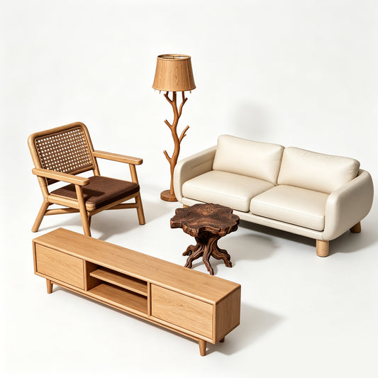 MRY-SFW LYTS568 3D Printed Unpainted Forest Living Room Set, Miniature Diorama Accessories