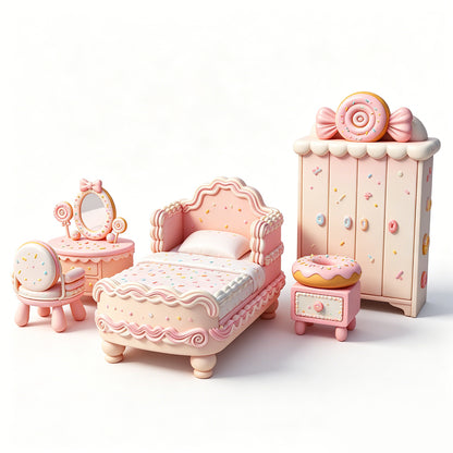 MRY-SFW LYTS654 Unpainted 3D Printed Candy Style Furniture Set, Dollhouse Decor