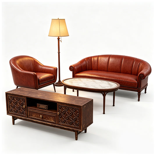 MRY-SFW LYTS564 3D Printed Unpainted Mid-Century Living Room Set, Miniature Diorama Accessories