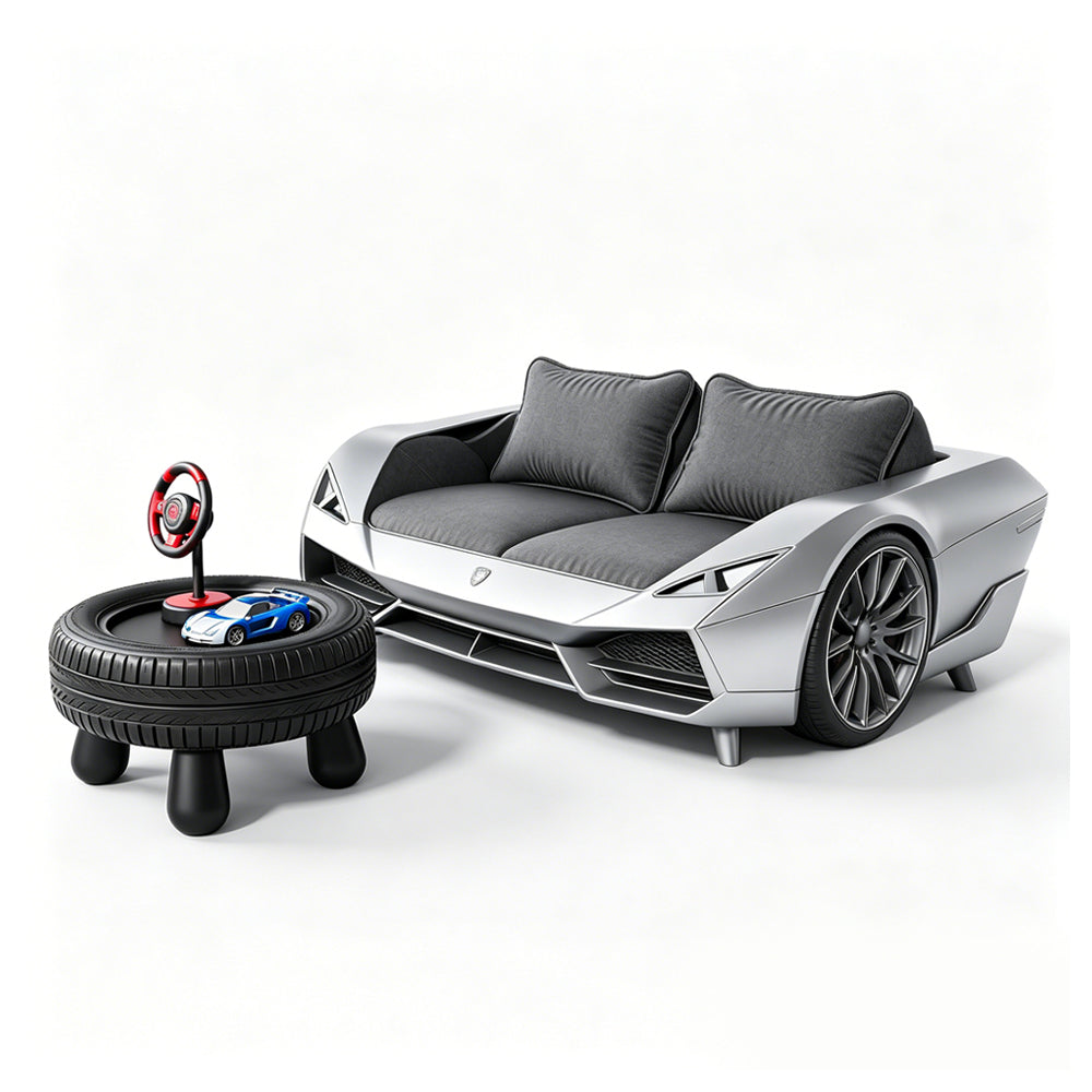 MRY-SFW LYTS651 3D Printed Sports Car Themed Furniture Set, Unpainted White Model, Miniature Scene Ornaments