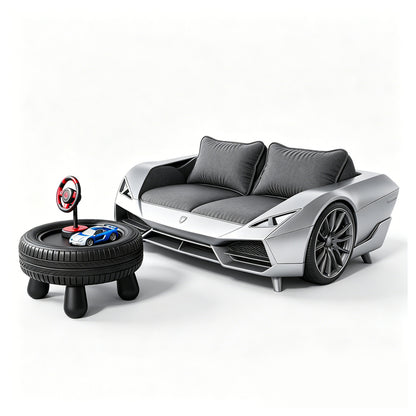 MRY-SFW LYTS651 3D Printed Sports Car Themed Furniture Set, Unpainted White Model, Miniature Scene Ornaments