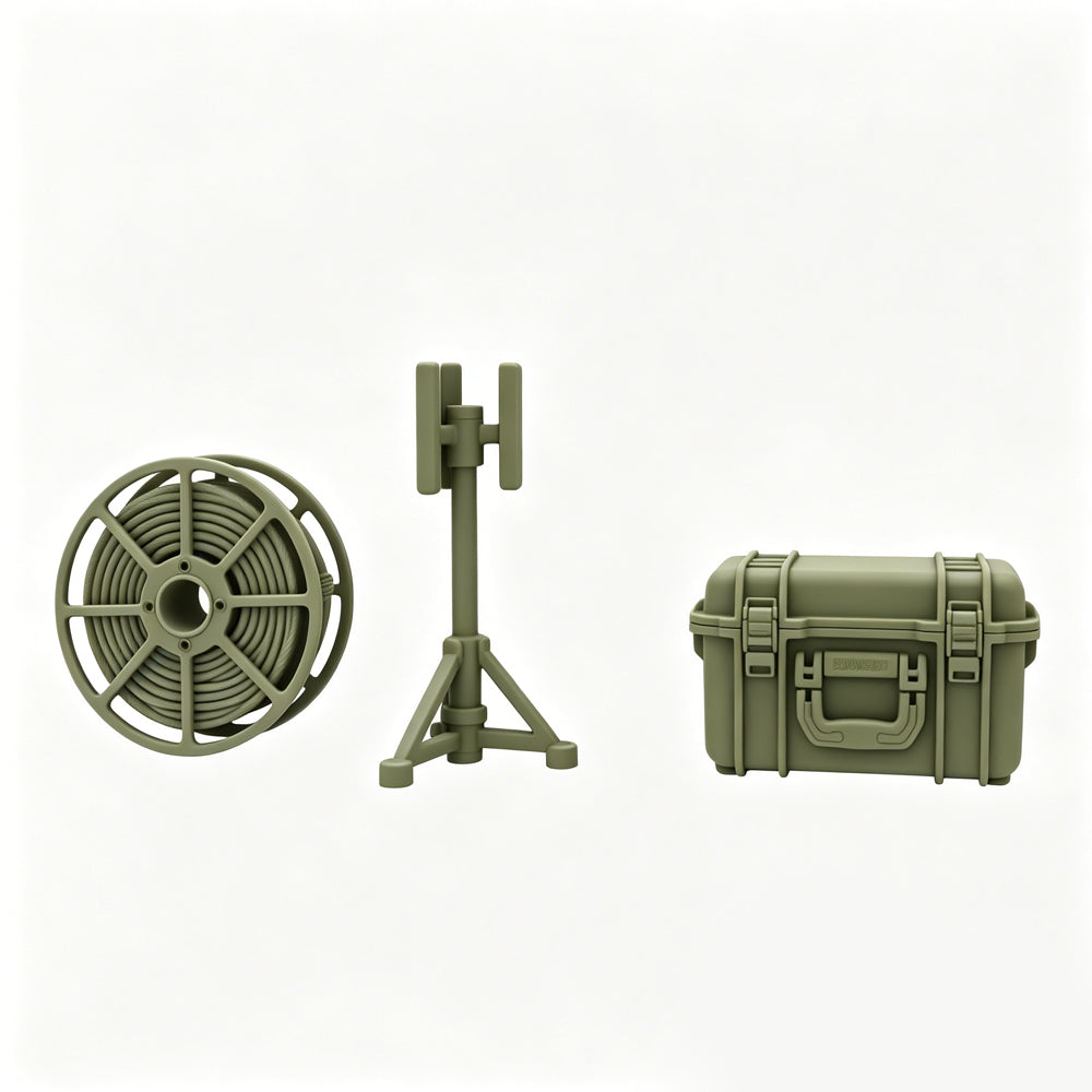 MRY-SFW LYTS674 3D Printed Battlefield Communication Supply Set, Unpainted White Model, Military/Sci-Fi Miniature Accessories
