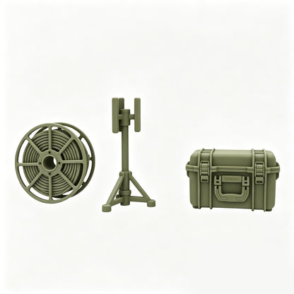 MRY-SFW LYTS674 3D Printed Battlefield Communication Supply Set, Unpainted White Model, Military/Sci-Fi Miniature Accessories