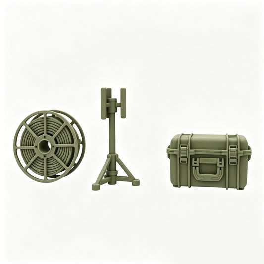 MRY-SFW LYTS674 3D Printed Battlefield Communication Supply Set, Unpainted White Model, Military/Sci-Fi Miniature Accessories