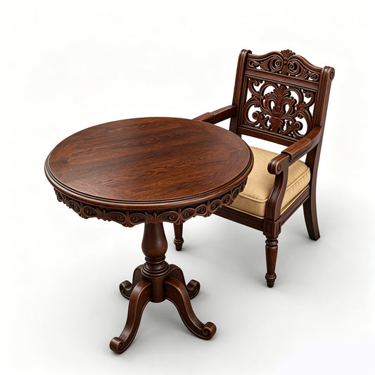 MRY-SFW LYTS632 3D Printed Retro American Cafe Table & Chair Set, Unpainted White Model, Miniature Scene Ornaments