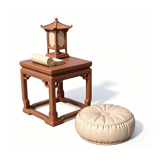 MRY-SFW LYTS531 3D Printed Chinese Zen Buddhist Altar Ornament Set, Unpainted White Resin, Miniature Dollhouse Diorama Accessories