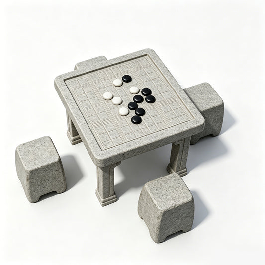 MRY-SFW LYTS543 3D Printed Chinese Stone Go Table & Stool Set, Unpainted White Resin, Miniature Dollhouse Diorama Accessories