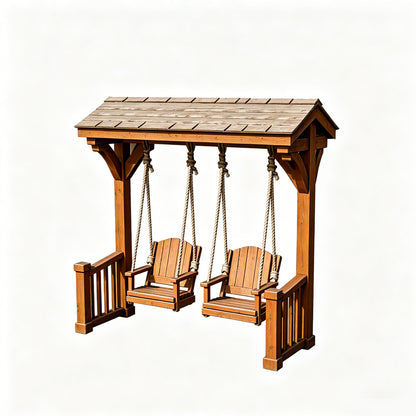 MRY-SFW LYTS581 3D Printed Unpainted White Resin Miniature Porch Swing Set for Dollhouse Outdoor Diorama