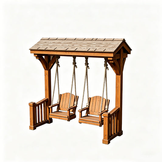 MRY-SFW LYTS581 3D Printed Unpainted White Resin Miniature Porch Swing Set for Dollhouse Outdoor Diorama