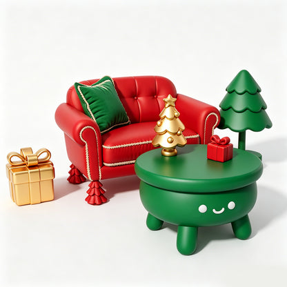 MRY-SFW LYTS648 3D Printed Christmas Themed Mini Furniture Set, Unpainted White Model, Miniature Scene Ornaments