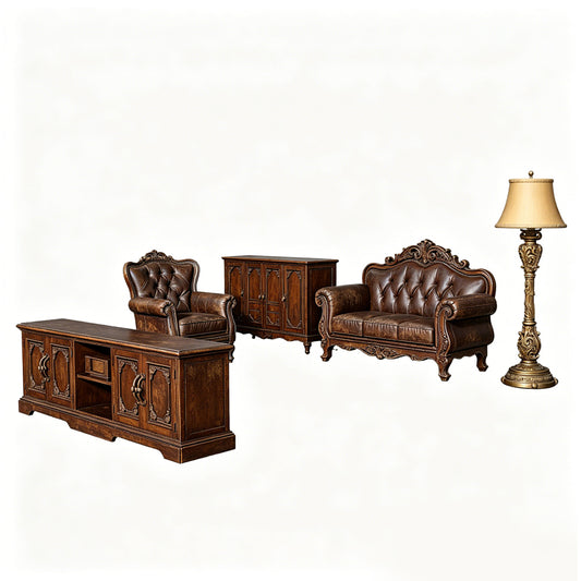 MRY-SFW LYTS563 3D Printed Unpainted American Vintage Living Room Set, Miniature Diorama Accessories