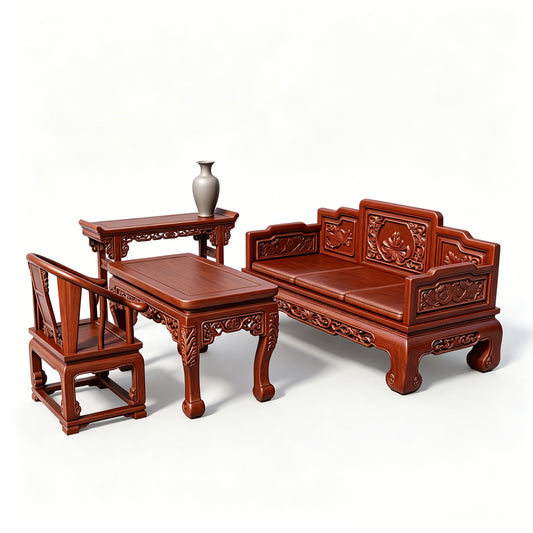MRY-SFW LYTS525 3D Printed Chinese Classical Furniture Set, Unpainted White Resin, Miniature Diorama Dollhouse Accessories