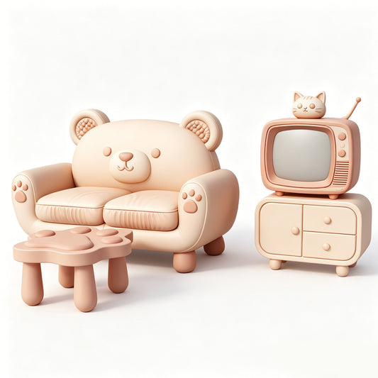 MRY-SFW LYTS639 3D Printed Cute Cartoon Bear Living Room Fur – LCD 3D printed resin model kit, image 1