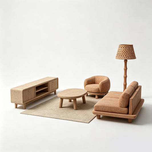 MRY-SFW LYTS562 3D Printed Unpainted Wabi-Sabi Living Room Set, Miniature Diorama Accessories