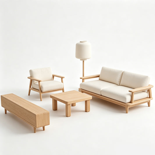 MRY-SFW LYTS575 3D Printed Unpainted Japanese Minimalist Living Room Set, Miniature Diorama Accessories