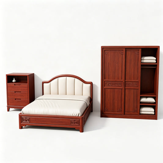 MRY-SFW LYTS542 3D Printed New Chinese Style Bedroom Furniture Set, Unpainted White Resin, Miniature Dollhouse Diorama Accessories