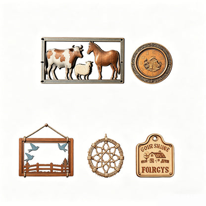 MRY-SFW LYTS604 Unpainted Miniature Farmhouse Wall Decor Set, 5-Piece Rustic Manor Hanging Ornaments