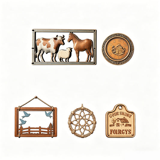 MRY-SFW LYTS604 Unpainted Miniature Farmhouse Wall Decor Set, 5-Piece Rustic Manor Hanging Ornaments