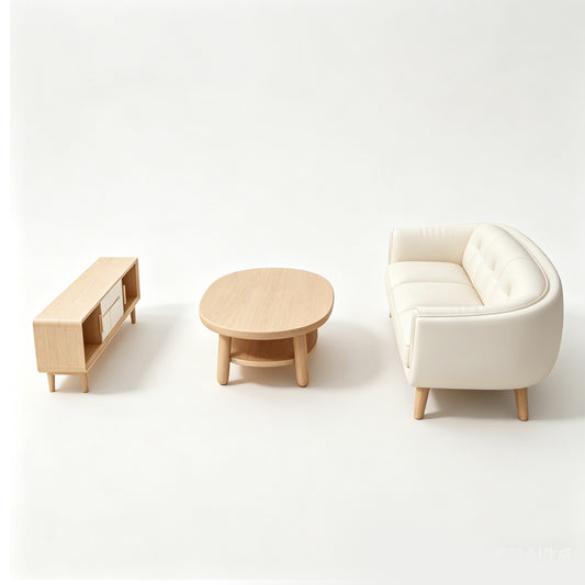 MRY-SFW LYTS570 3D Printed Unpainted Korean Cream Living Room Set, Miniature Diorama Accessories