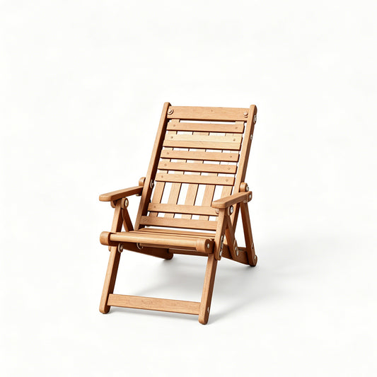 MRY-SFW LYTS589 3D Printed Unpainted White Resin Miniature Vintage Folding Lounge Chair for Dollhouse Porch Diorama