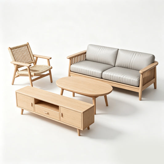 MRY-SFW LYTS566 3D Printed Unpainted Nordic Living Room Set, Miniature Diorama Accessories