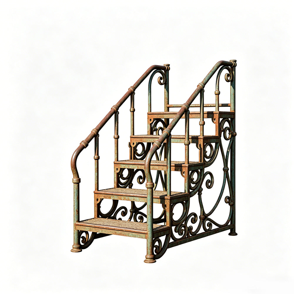 MRY-SFW LYTS609 3D Printed Unpainted White Resin, Vintage Iron Multi-Tier Plant Stand, Miniature Garden Diorama Decor