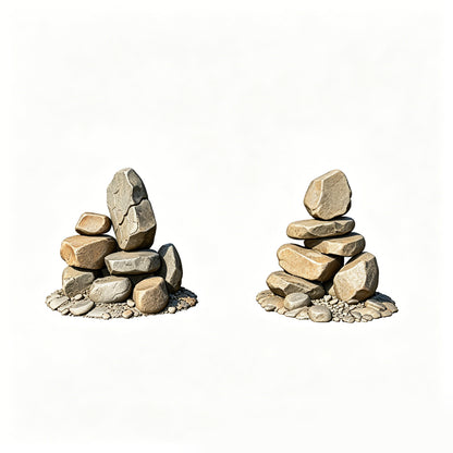 MRY-SFW LYTS613 3D Printed Unpainted White Resin, Stacked Rock Cairn Miniature Ornaments, American Rustic Courtyard Landscape Accessories