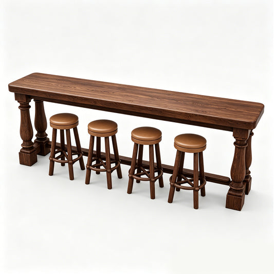 MRY-SFW LYTS633 3D Printed Retro American Cafe Bar Counter & Stool Set, Unpainted White Model, Miniature Scene Ornaments