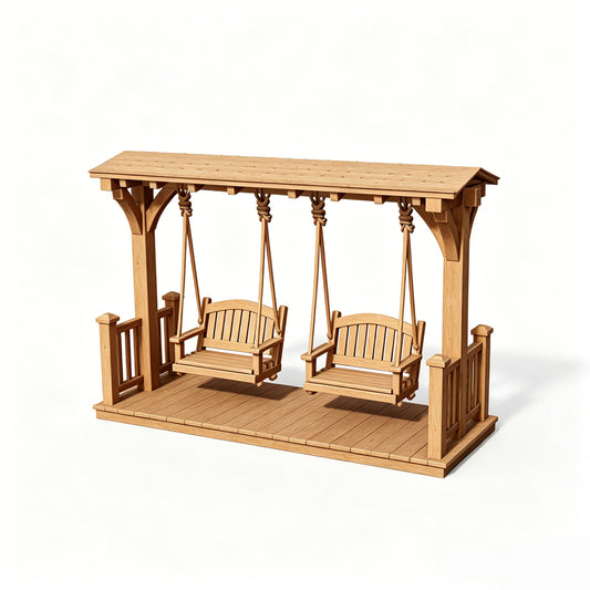 MRY-SFW LYTS582 3D Printed Unpainted White Resin Miniature Porch Swing with Base for Dollhouse Patio Diorama